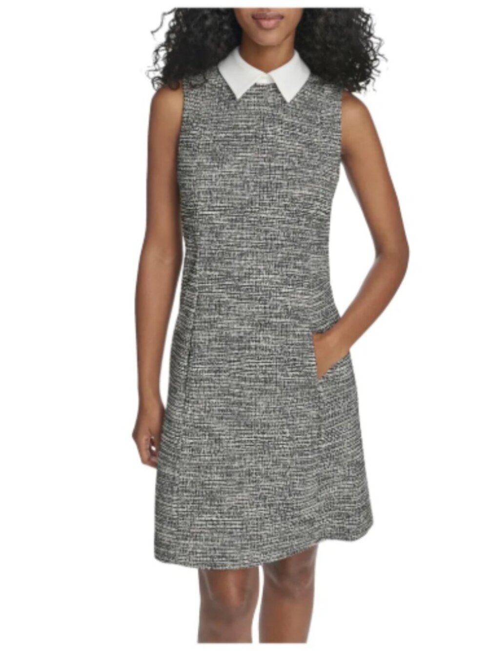 NWT Calvin Klein Women's Sleeveless Tweed A-Line Dress with Collar (16)